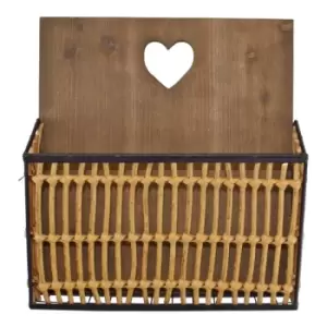 Image of Metal & Wicker Wall Hanging Magazine Rack