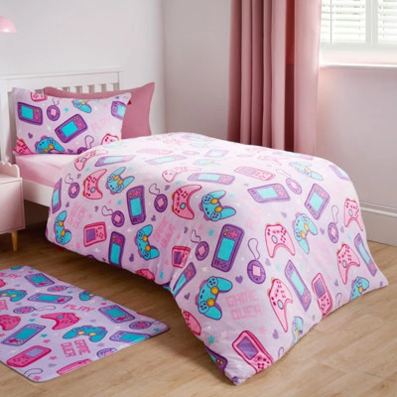 Image of OHS OHS Gaming Fleece Duvet Cover Set Bedding Quilt Warm in Purple Size: Single Purple Single Unisex 5027434190096