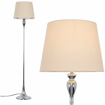 Image of Faulkner Spindle Floor Lamp in Chrome with Aspen Shade - Beige