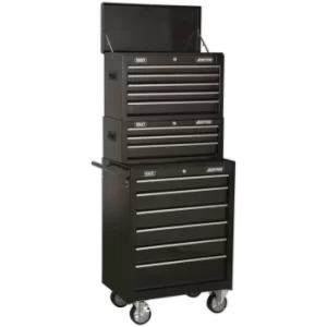 Image of Sealey American Pro 14 Drawer Roller Cabinet, Mid and Top Tool Chest Black