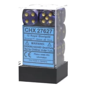 Image of Chessex 16mm D6 Block: Scarab Royal Blue/Gold
