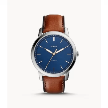 Image of Fossil Mens The Minimalist Slim Three-Hand Light Leather Watch - Brown