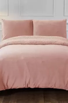 Image of Sherpa Fleece Reverse Duvet Cover with Pillowcase Set