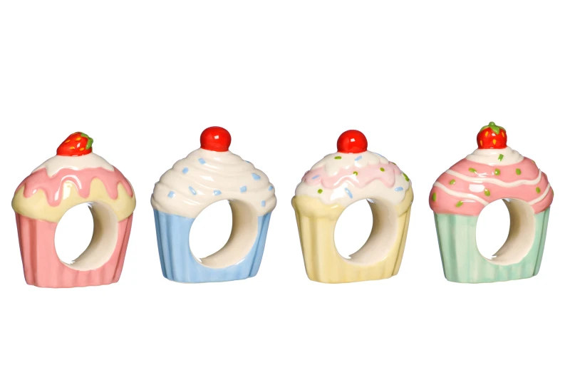 Image of Premier Housewares Set Of Four Cupcake Napkin Rings Multi unisex