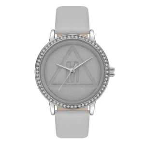 Image of Missguided Grey PU Strap Watch with Stones on Bezel