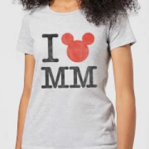 Image of Disney Mickey Mouse I Heart MM Womens T-Shirt - Grey - M