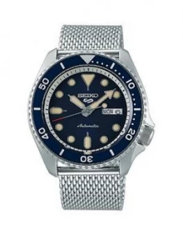 Image of Seiko Seiko 5 Stainless Steel Mesh Navy Dial Bracelet Watch