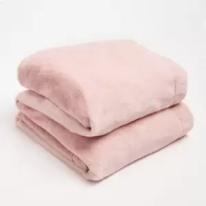 Image of Sienna Faux Rabbit Soft Warm Flannel Fleece Throw Blanket Blush 200 X 240Cm
