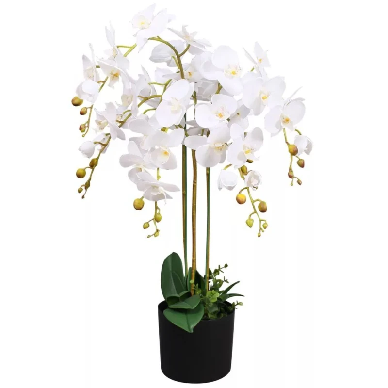 Image of Leaf 85cm Artificial Deluxe Bush Orchid - White White