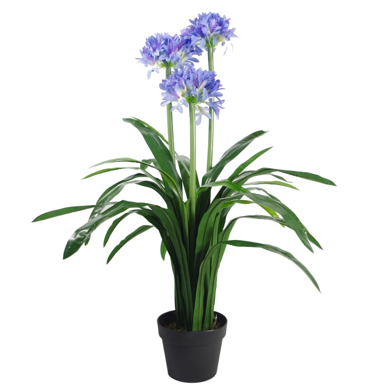 Image of Leaf Design 90cm Premium Artificial Agapanthus with Pot (Blue)