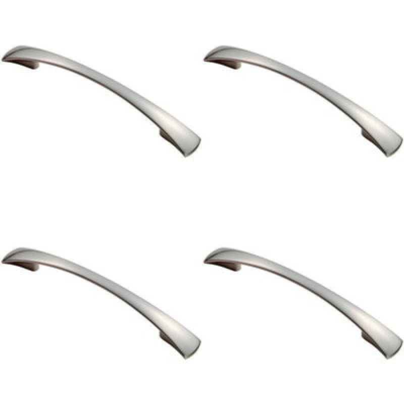 Image of Loops 4x Tapered Pull Handle 172 x 16mm 1 28mm Fixing Centres Satin Nickel Curved Bow Metallics unisex