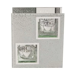 Image of HESTIA? Grey & Glitter Glass Double Tealight Holder
