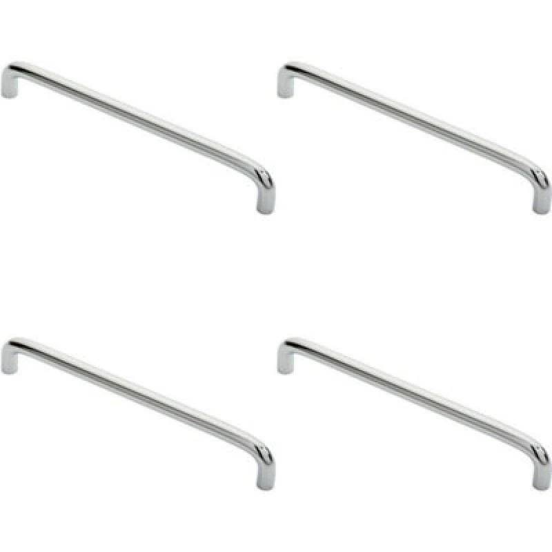 Image of Loops 4x Round D Bar Cabinet Pull Handle 202 x 10mm 192mm Fixing Centres Chrome Multi unisex