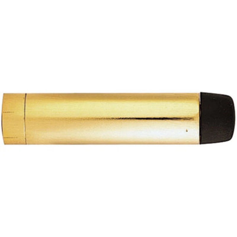 Image of Loops Wall Mounted Rubber Tipped Doorstop Cylinder 71 x 16mm Polished Brass Metallics