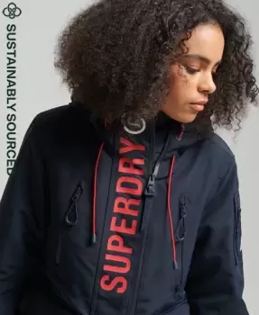 Image of Superdry Womens Hooded Ultimate SD-Windbreaker Navy / Nordic Chrome Navy/Risk Red - Size: 8