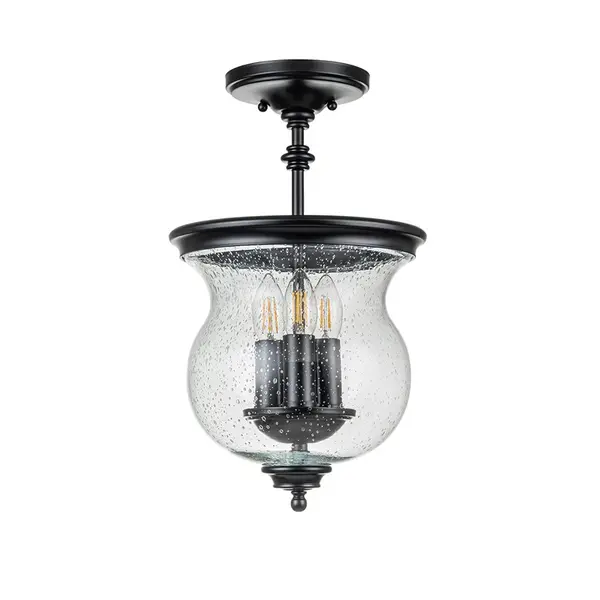 Image of Feiss Feiss Pickering Lane 3 Light Glass Semi-Flush Ceiling Light - Black