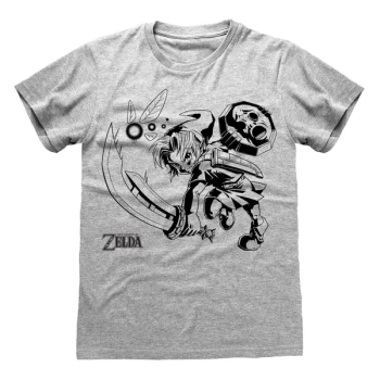Image of Legend Of Zelda - Link And Navi Unisex Medium T-Shirt - Grey