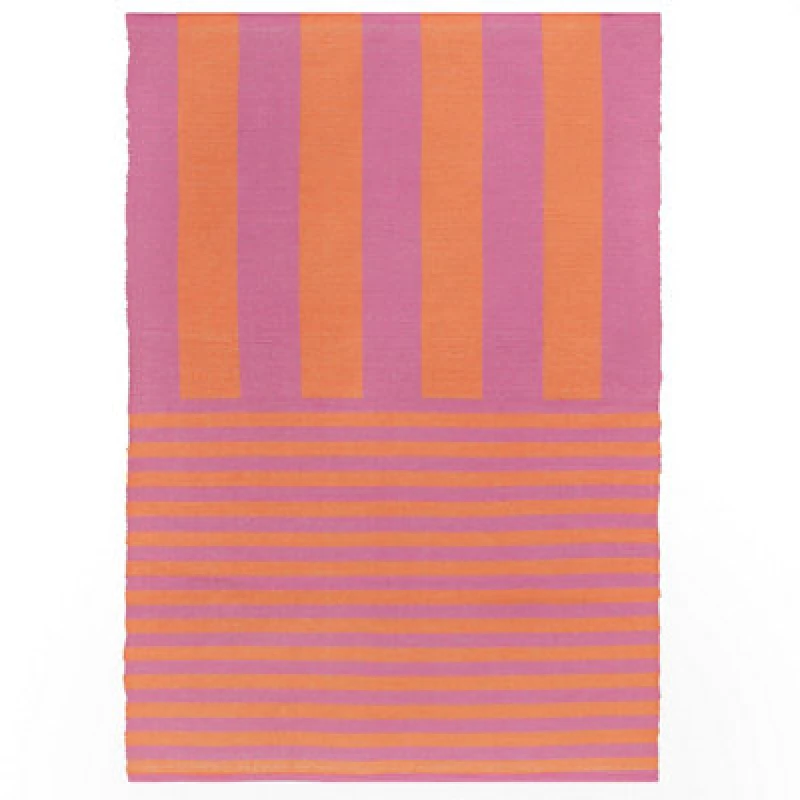 Image of Furn. Deck Stripe Printed Indoor/Outdoor Rug Orange/Pink 120 X 170Cm, Orange 5.03E+12