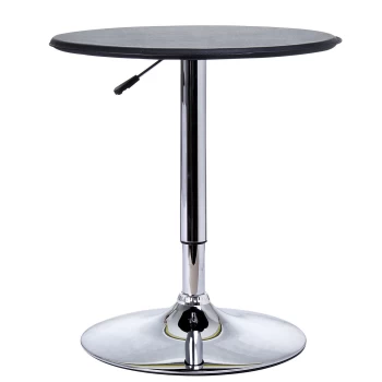 Image of HOMCOM Adjustable Round Bistro Bar Table with PVC Leather Top Steel Base Home Kitchen Dining Desk Black AOSOM UK