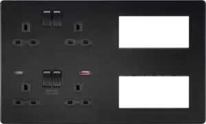 Image of Screwless Combination Plate with Dual USB FASTCHARGE A+C - Matt Black 230V IP20