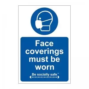 Image of Face Coverings Must Be Worn Sign; Rigid 1mm PVC Board; 200 x 300mm