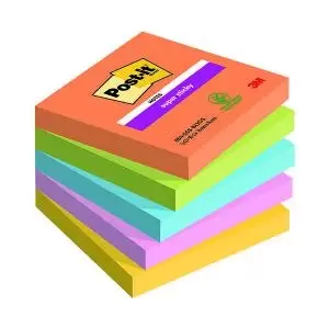 Image of Post-it Super Sticky Notes Boost 76x76mm 90 Sheet Pack of 5 7100258933