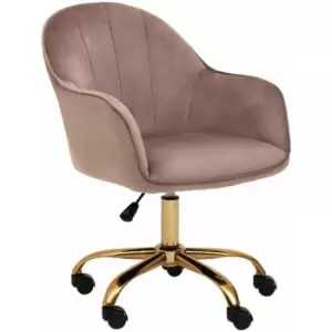 Image of Brent Pink Velvet And Gold Home Office Chair - Premier Housewares