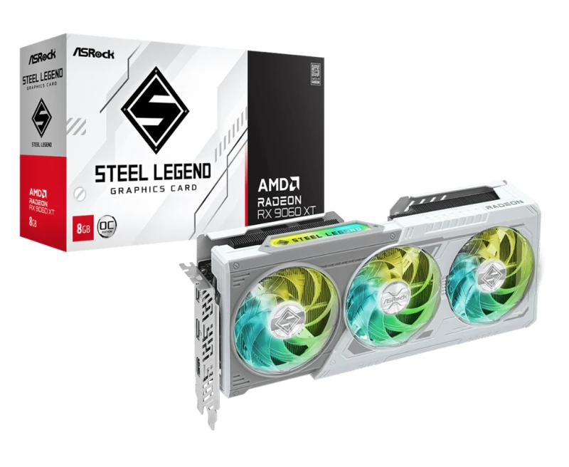 Image of ASRock AMD Radeon RX 9060 XT Steel Legend OC 8GB GDDR6 Graphics Card - 90-GA5ZZZ-00UANF