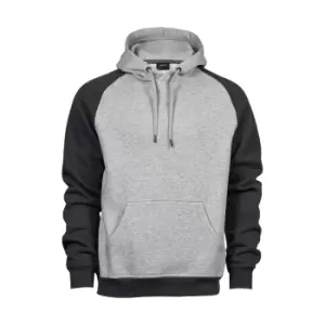 Image of Tee Jays Mens Two Tone Raglan Hooded Sweatshirt (XL) (Heather Grey/Dark Grey)