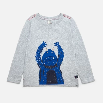 Image of Joules Boys' Monster Long Sleeved T-Shirt - Grey - 2 Years
