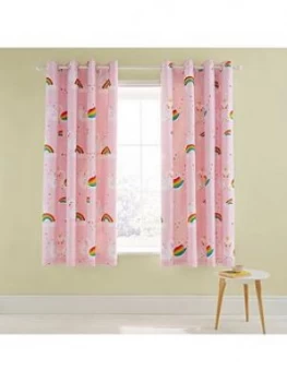 Image of Catherine Lansfield Rainbow Swan Lined Eyelet Curtains, Pink