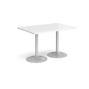 Image of Genoa rectangular dining table with silver trumpet base 1200mm x 800mm - white