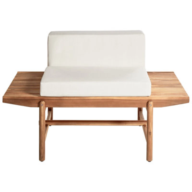 Image of Beliani Garden Bench With Cushion Giaveno 135cm Acacia Wood Off-White
