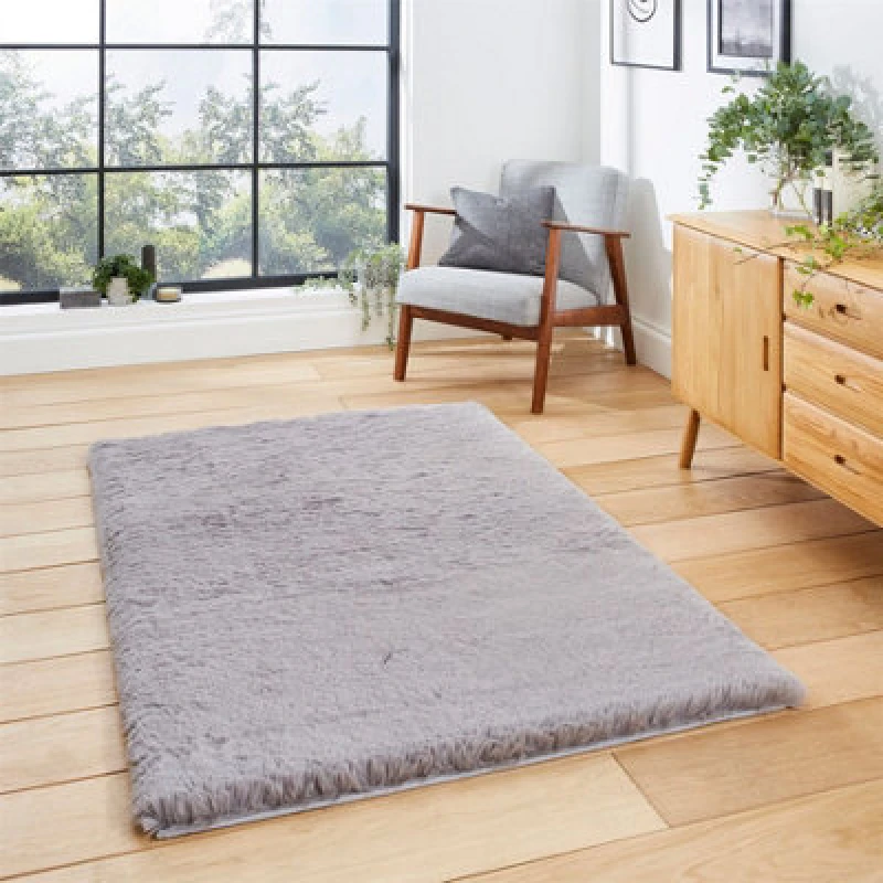 Image of Super Teddy Rectangle Rug Grey