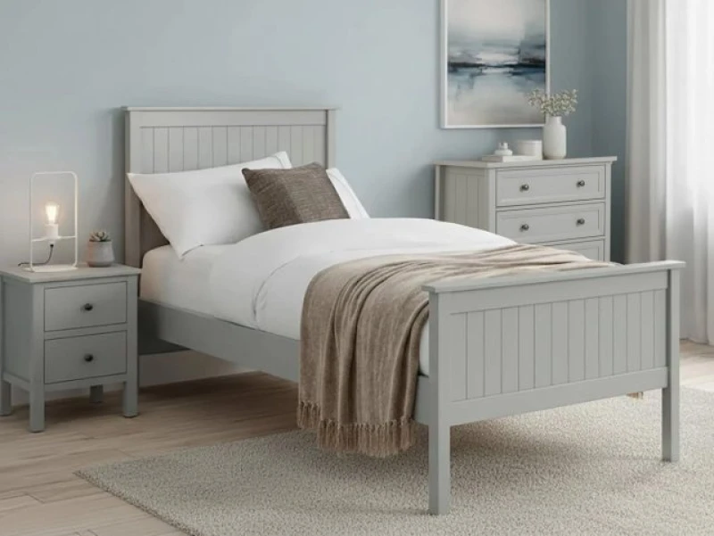 Image of Julian Bowen Maine Dove Grey Wooden Bed Frame - 3ft Single
