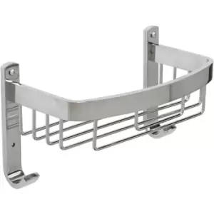 Image of Rust Free Aluminium Bathroom Storage Large Curved Shower Basket Caddy, Chrome - Croydex