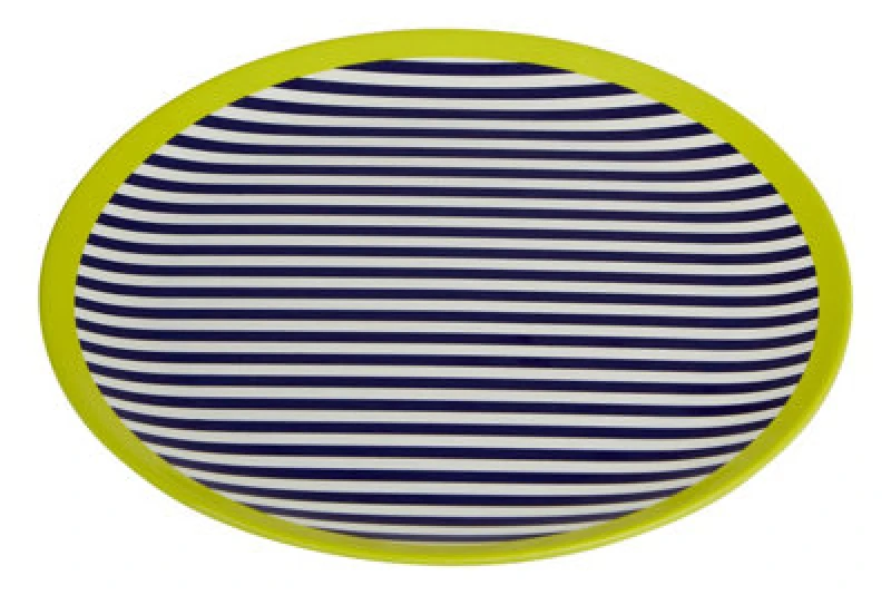 Image of Premier Housewares Floral Design Stripe Side Plate, Curved Contemporary Breakfast Plate, Functional Breakfast Side Plate Multi