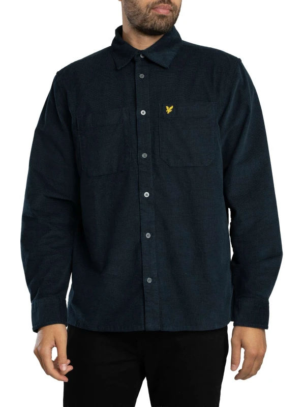 Image of Lyle & Scott Long-sleeved corduroy shirt Lyle & Scott Bleu Male M