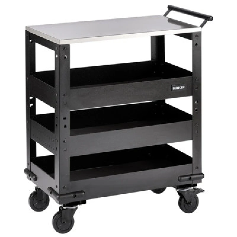 Image of Bunker 3 Tier Stainless Steel Worktop Trolley 11585 Colour: Black
