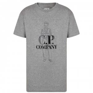 Image of CP COMPANY Junior Boys Sailor Logo T Shirt - Grey Mel M93