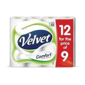 Image of Triple Velvet Toilet Rolls White Pack of 12 1102092