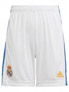 Image of adidas Real Madrid Youth Home 20/21 Short - White, Size 7-8 Years