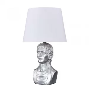 Image of Silver Character Table Lamp with White Aspen Shade
