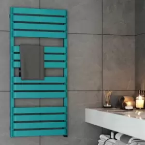 Image of Bathroom Electric Towel Radiator Designer Heated Towel Rail Flat Panel Teal - Blue