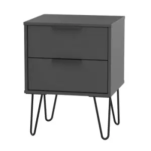 Image of Hirato 2 Drawer Black Locker With Black Hairpin Legs