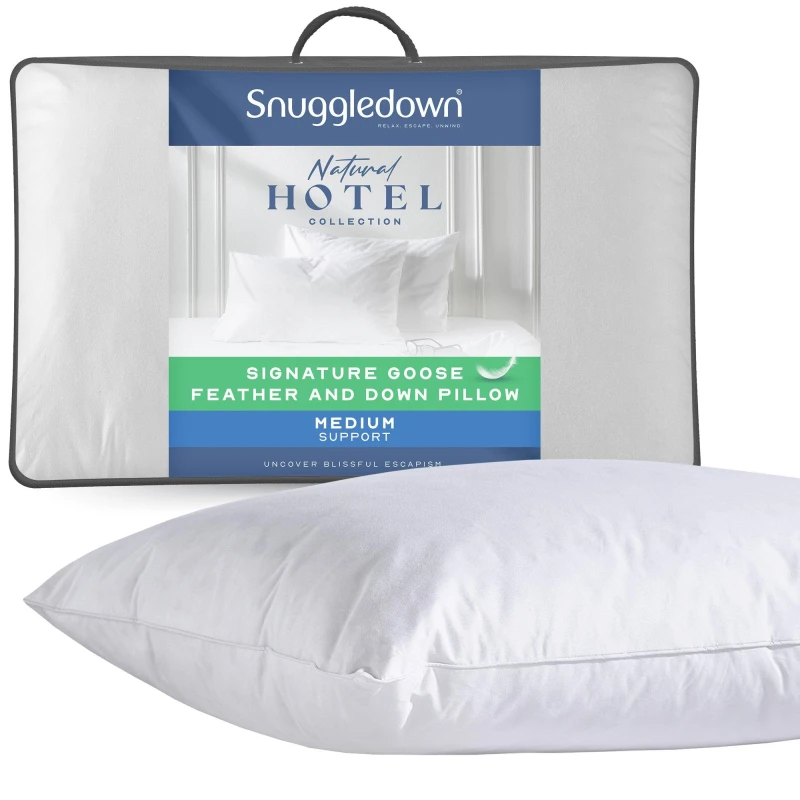Image of Snuggledown 2 Pack Hotel Goose Feather & Down Back Sleeper Pillow White