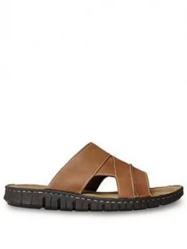 Image of Joe Browns Southside Leather Sandals, Tan, Size 8, Men