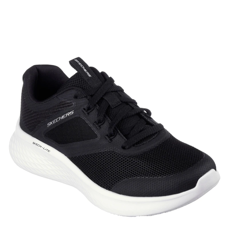 Image of Skechers Qtr Hotmelt Overlay Mesh Lace-Up W Slip On Trainers Womens Black/White female 2 (35)