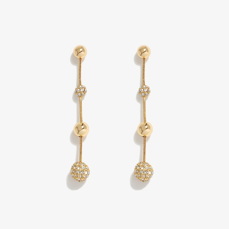 Image of Mood Gold Crystal Linear Ball Drop Earrings Jewellery Sets One Size Gold 72748710000