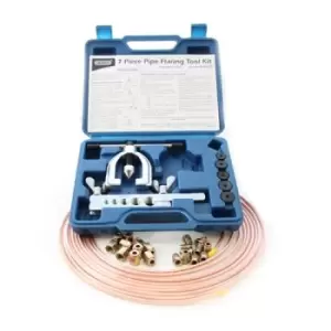 Image of 25ft Copper Brake Pipe Tube 10 x Male & Female Nuts & 7 Piece Flaring Tool Kit
